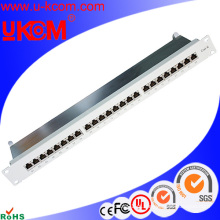 Aço de luxo RJ45 24 portas preto FTP blindado prateado cat6 patch panel